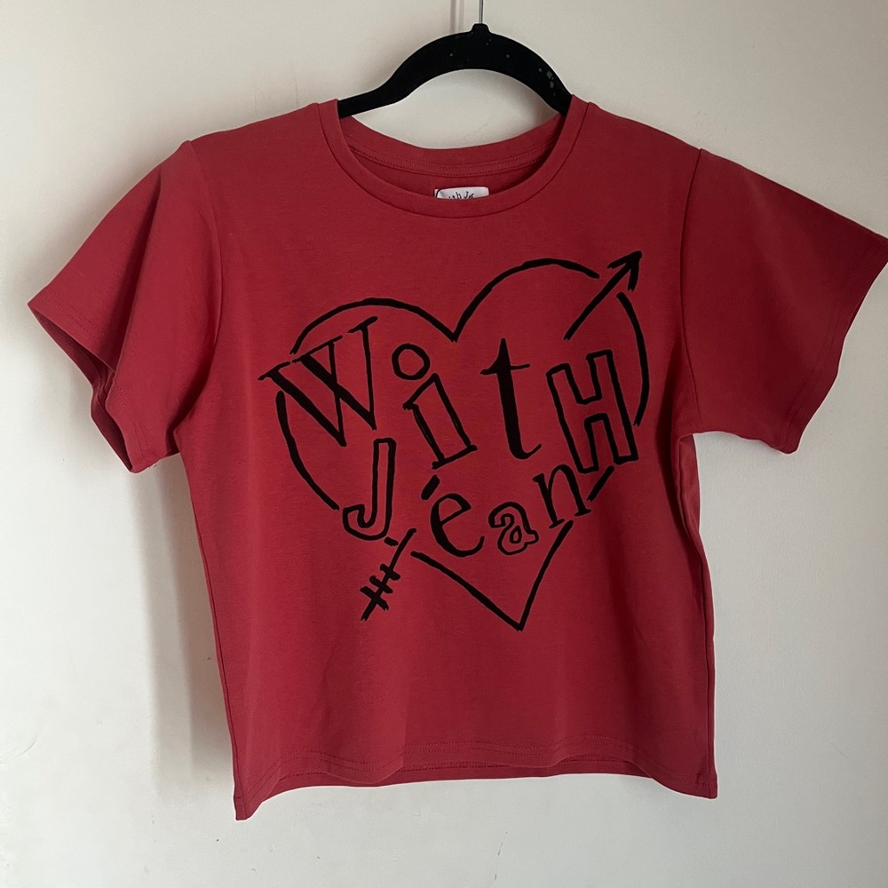 NWT With Jean Red Short Sleeve Tee Casual Graphic